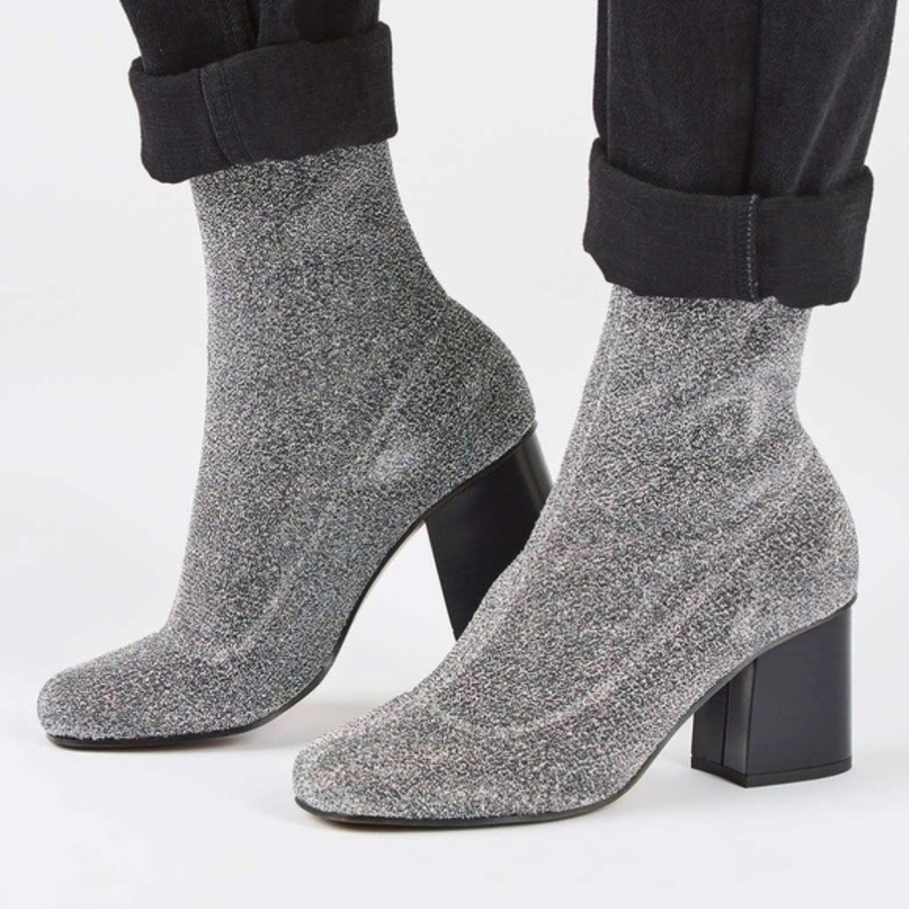 Topshop Glitter Martha Sock Booties Size 39 (9)